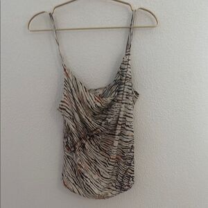 Elan -Zebra Print modal Camisole in Black and Cream - Size Medium